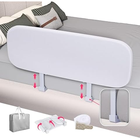 omzer Travel Bed Rails for Toddlers - Foldable Portable Safety Rail with No Drill, Short Bed Rail Guard for Baby Child/Elderly, Height Adjustable for Crib Twin Queen Full King Size Bunk Bed -48 Inch Cover