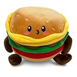 Landahl & Baumann Hamburguesa de peluche de 16 cm – hamburguesa suave kawaii con cara, decoración de peluche para niños y adultos, dulce regalo para sofá o dormitorio