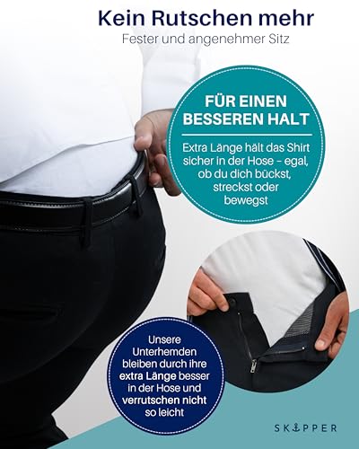 SKIPPER 3er Pack Herren T-Shirt Rundhals I Stretch I Basic Shirt in Weiß I Unterziehshirt aus 95% Baumwolle & 5% Elasthan I Business Unterhemd Herren I Crew Neck I Oeko-TEX Zertifiziert I L