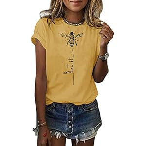 Pfvkeree Womens Cute Bee Graphic Tee Shirts S...