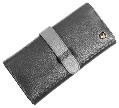 Image of WildHorn Women's Genuine Leather RFID Blocking Wallet | Tri-Fold High-Capacity Ladies Purse with Card Slots, Zipper Coin Pocket & Snap Closure | Ideal Gift for Women