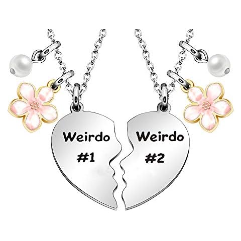 Maxforever Weirdo #1 Weirdo #2 Best Friend Forever Necklace Friendship Gifts for Women Girls (Charm Pearl) Cover