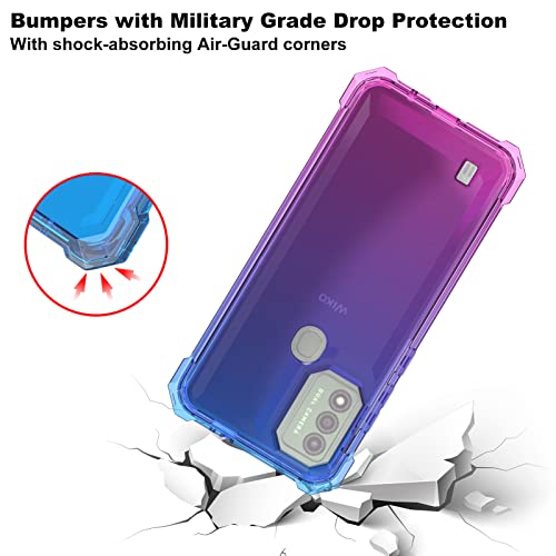 Ailiber Case For Wiko Voix, Wiko Voix Case (U616At) With Screen Protector, 2 Layer Structure Protection, Shockproof Corners Tpu Bumper, Heavy Duty Rugged Protective Phone Cover For Wiko Voix-Blue Pink #TOP3