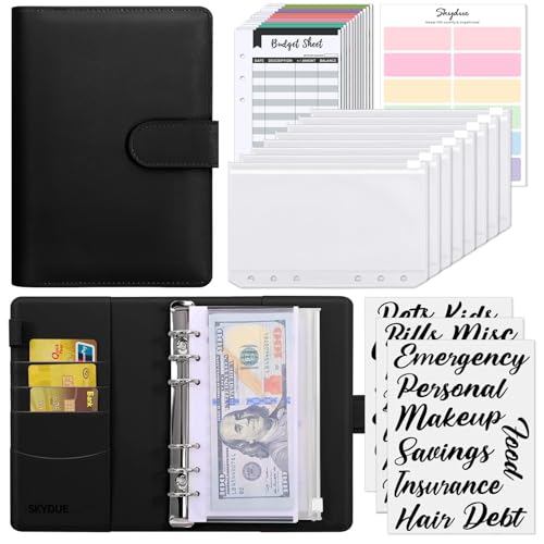 Image of SKYDUE Binder With Budget Envelopes & Expense Sheets, Money Organizer for Cash, Envelopes for Budgeting and Saving