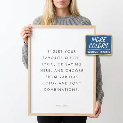 Personalized Quote Wall Art Print Framed – Custom Text Typography Poster – Choose Font & Color – Minimalist Modern Home Decor – Gift Ready