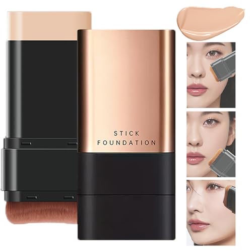 2-in-1 Luxury Anti-Wrinkle Foundation Stick with Brush - Korean Makeup Eraser Contour for Natural Coverage