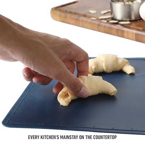 Calphalon Orbit Baking Mat, 16.5 x 11 Inch Silicone Baking Sheet Mat, Nonstick Baking Mat, High-Heat Resistant Non-Slip Countertop Mat for Baking and Dough Rolling, Dishwasher Safe - Navy Blue by Calphalon - Used condition - Image 4