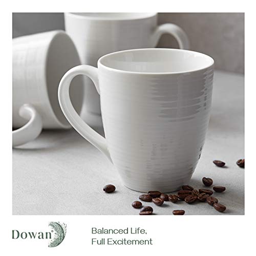 Dowan 17 Oz Large Coffee Mugs Set Of 4 - Ceramic Coffee Mugs With Large Handle, Thanksgiving Christmas Coffee Cups Gift For Hot Or Cold Drinks, Easy To Hold & Texture Design, White #TOP1
