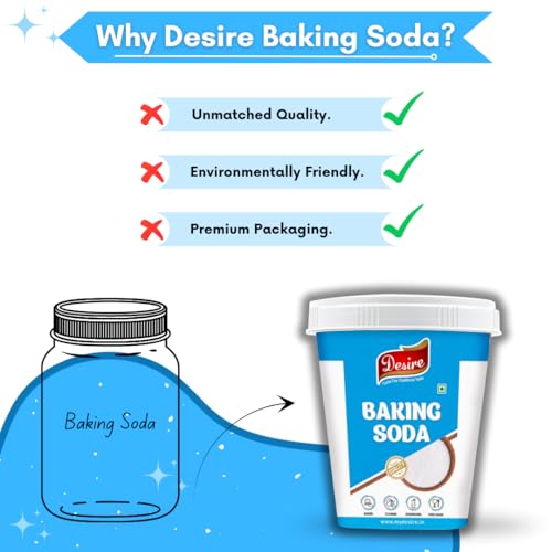 Image of Desire Baking Soda 400 Gram Jar |Pure & Versatile for Baking, Cleaning, and Deodorizing |Perfect for Cakes, Cookies, and Breads|Natural Cleaner for Kitchen, Bathroom, and More