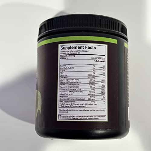 Blueearth Company L-Arginine 5000Mg + L-Citrulline 2000Mg Complex Powder Supplement - Nitric Oxide Booster - Green Apple Flavored - 360G #TOP2