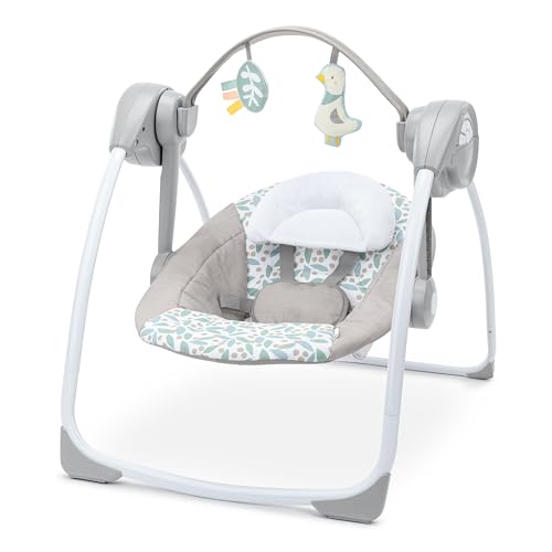 Image of Ingenuity Comfort 2 Go Portable Swing - Endless Bloom - 6 Speeds - 10 Melodies - 2 Toys - 0-9M