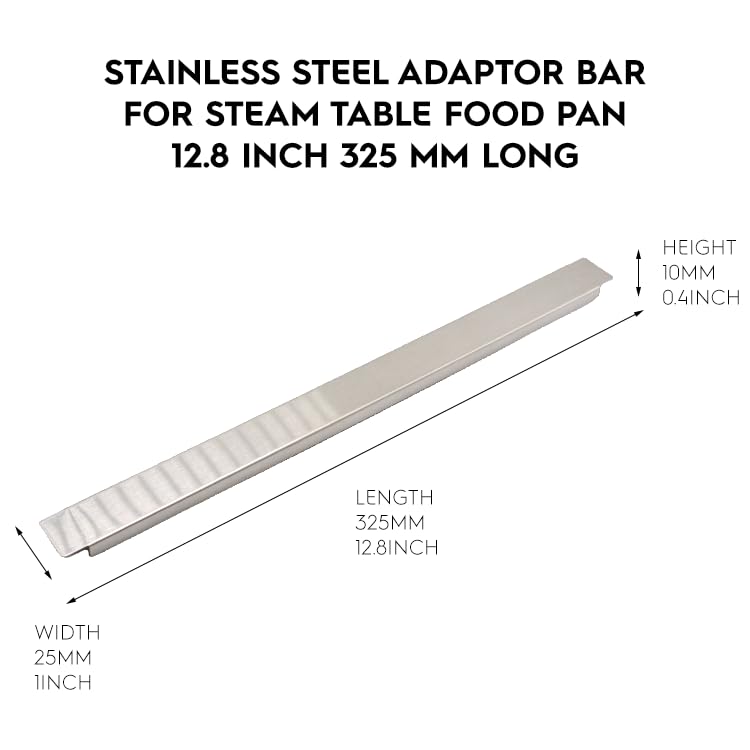 6 Pack 12.8 Inch 325 mm Stainless Steel Adaptor Bar for Food Pan, Divider Bar for Food Service Bain Marie Steam Table Steam Loss Prevention