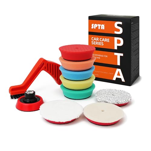 SPTA Drill polishing kit 11Pcs 3-Inch Buffing Polishing Pads Car Foam Drill Buffing Pad Polishing Pads Kit Buffer Polisher Kit for Car Polishing Waxing Sealing Glaze