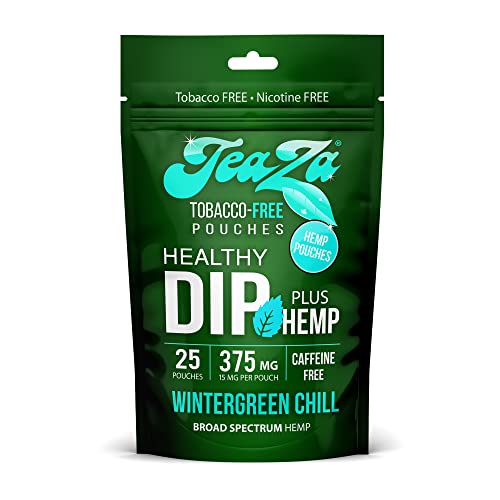TeaZa Energy Smokeless Alternative with Hemp | Quit Chewing and Dipping Snuff | Nicotine and Caffeine Free Herbal Energy Pouch (Wintergreen Chill, 1 Pack)