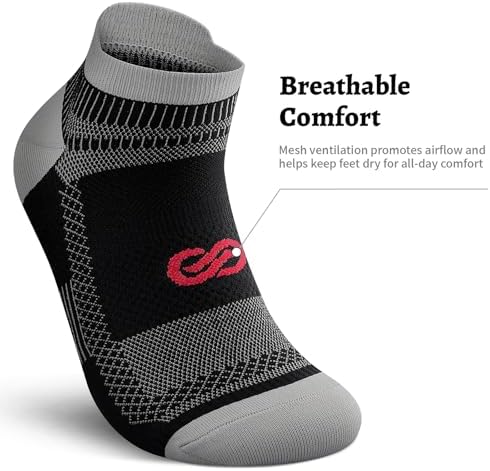 PAPLUS Ankle Compression Socks Women and Men 2/4/6 Pairs, Low Cut Compression Running Socks Men with Ankle Support - 5