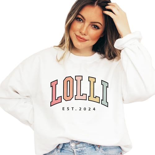 Retro Lolli Est Sweatshirt, Custom Gift For Mom, New Grandma To Be Shirt, Pregnancy Announcement, Best Favorite Lolli, Unisex Crewneck Sweatshirt Sand3