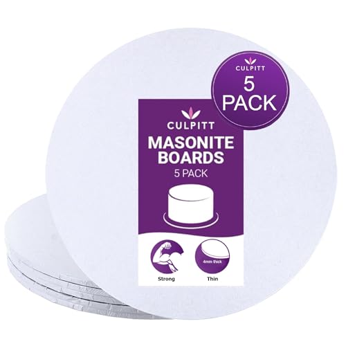 Culpitt 10 White Masonite Cake Board Strong Round Cake Board Cake Drum 4mm Thick 254mm 10 Inch - Pack of 5