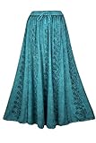 Agan Traders 712 SKT Boho Medieval Long Embroidered Skirt (2X/3X, Turquoise)