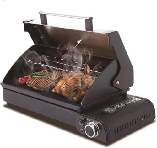 Parrilla de gas portátil para cocinar al aire libre, ideal para camping, picnics, fiestas, senderismo y portón trasero, barbacoa versátil con múltiples opciones de cocción