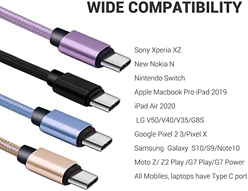 SUMPK Short USB C Cable [4-Pack 8 inch], 3A Fast Charging USB 2.0 Data Transfer to Type C Phone Charger Cord Nylon Braided Compatible with Samsung Galaxy S10 S9, Pixel 3, LG V30, Charging Station - 4