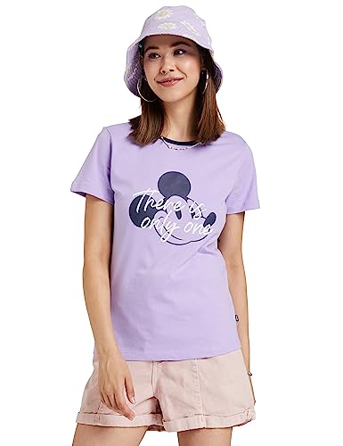 Image of Amazon Brand - Symbol Women's Graphic Cotton Half Sleeve Round Neck Regular Fit T-Shirt (Disney Assorted Prints) (Available in Plus Sizes)