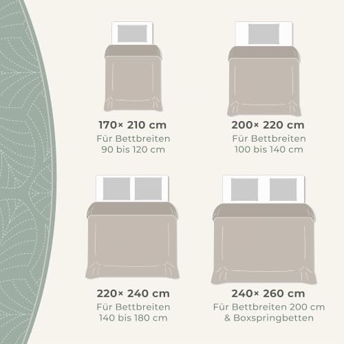 Gräfenstayn Premium Tagesdecke 220x240 cm – Bettüberwurf mit Nahtloser Steppung & Blatt-Design – Samt-Decke – weich… – Ansicht 3