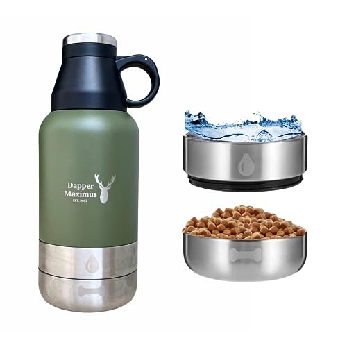 Stainless Steel Outdoor Portable Dog Water Bottle and Insulated Flask with Detachable Bowls