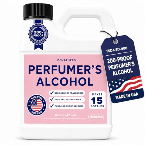 Perfumers Alcohol - 16 oz Tillbrook Perfume Grade Alcohol for Fragrance Making Kit - 200 Proof Denatured Ethanol - Base for Making Luxury Perfume - No Methanol & No Fermentation Scent - TSDA SD-40b