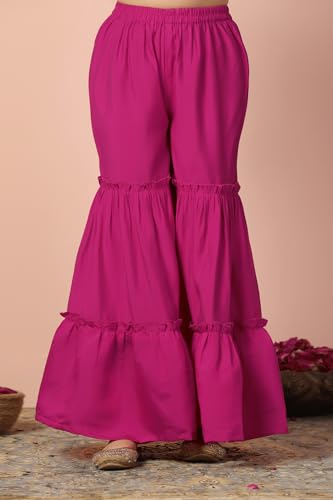 Image of Fashion Dream Girl's Chanderi Silk Ethnic Kurta and Sharara Set|Kids Salwar Suit Set|Sharara Set for Girls
