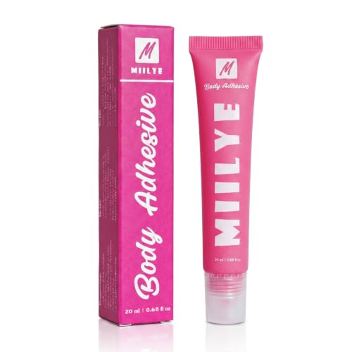 Body Adhesive Glue for Clothes 20ml, Sweat Proof, Water Wash Off Skin Adhesive, Fabric-Safe Liquid...