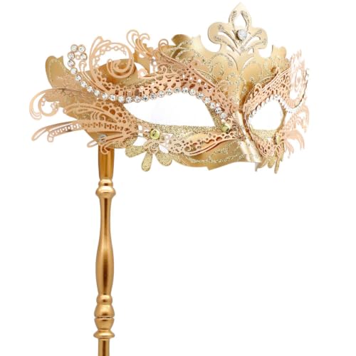 Coddsmz Masquerade Mask with Stick Venetian Mask Mardi Gras Decorations for Womens Halloween Costume Mask