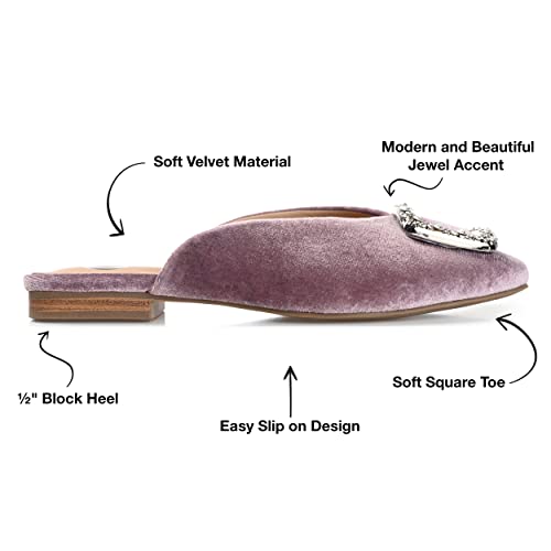 Journee Collection Womens Sonnia Mules Square Toe Slip On Flats Lilac 9.5 Medium Womens Us #TOP1