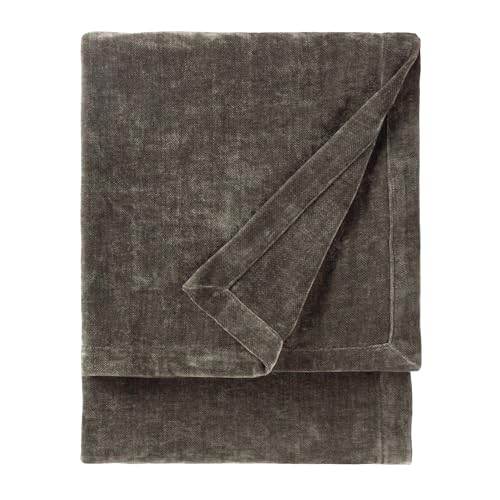 Furn Yard Heavy Chenille Throw – Luxury Soft Velvet Decorative Blanket for Bed or Sofa (Charcoal - 130x180cm)