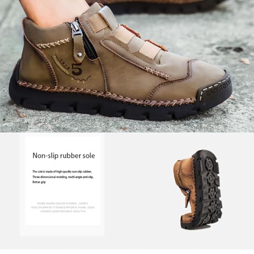 Matufit Shoes for Men Men's Leather Waterproof Non-Slip Fashionable Orthopedic Shoes, No-Glue Slip-On Lofers with Wide Toe3