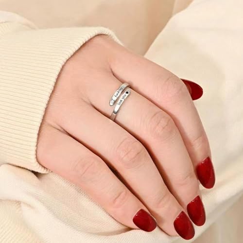 sunglnl I Fcking Love You Ring For Women, Open Adjustable Stainless Steel Engraved Heart Spiral Wrap Twist Vintage Promise Rings Inspirational Jewelry for Wife Girlfriend(I Fucking Love You) by sunglnl - Used condition - Image 3