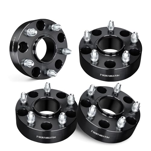 EVIL ENERGY 5x5.5 Wheel Spacers 2 inch Compatible with Ram 1500 2012-2018 5x139.7 mm Hubcentric with Lip 5 Lugs 77.8 mm Hub Bore M14x1.5 Studs Black