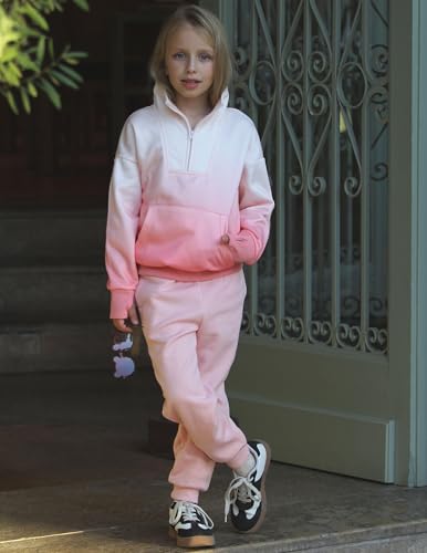 Image of Arshiner Girls Half Zip Sweatshirt Fleece Quarter Zip Pullover Sweatshirts | Fall Fashion Clothes for Teen Girls with Thumb Hole for 5-16 Years
