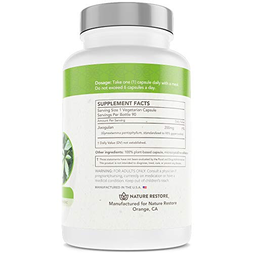 Jiaogulan Extract Supplement, Our Gynostemma Pentaphyllum Is Standardized To 98 Percent Gypenosides, Natural Ampk Activator, Non Gmo, Gluten Free, 90 Gynostemma Capsules, Vegan #TOP1