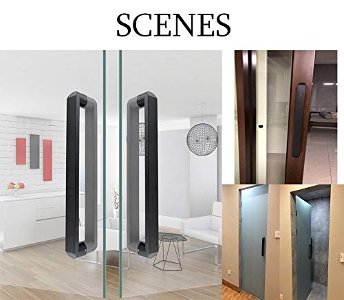 Poignée de porte coulissante de douche et entrée en acier noir mat push-pull - 5