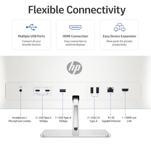Image of HP OmniStudio 27 Inch All-in-One Desktop PC, Intel Core Ultra 7 355 Processor, 64 GB DDR5 RAM, 1 TB SSD, 27 inch Full HD Touchscreen Display, Adjustable Height, 49 TOPS AI PC, Windows 11 Pro, Cotton White