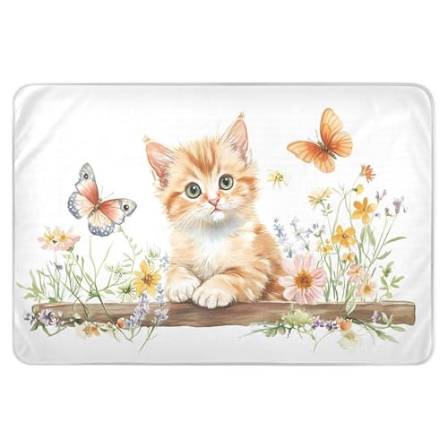 Takiito Kitten Bed Pad Reusable Bed Underpad Washable Waterproof Leak-Proof Quick Dry Incontinence Pee Pad for Toddlers Kids Adults Pets 34x52 in