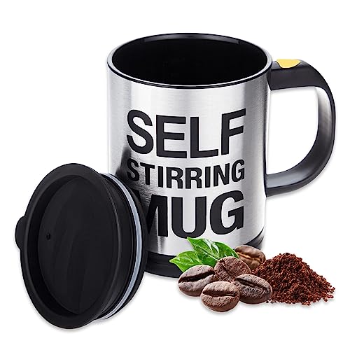AEX Taza con agitación automática, taza de café y té, taza giratoria eléctrica de acero inoxidable con tapa, 450 ml, el mejor regalo para hombres, mujeres y niños (negro) AEX Taza con agitación automática, taza de café y té, taza giratoria eléctrica de acero inoxidable con tapa, 450 ml, el mejor regalo para hombres, mujeres y niños (negro)