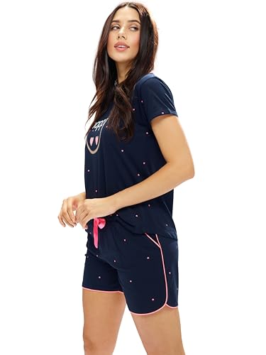 Image of LOTIK Women's Cotton Little Heart Smile Printed Top & Shorts Set