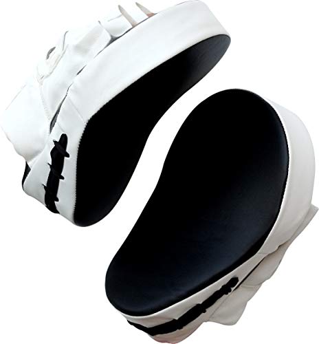 Image of Prospo Curved Focus Pads /Punching Mitts for Boxing /MMA /Muay Thai /Kickboxing /Karate /TAEKWANDO (White-Black)