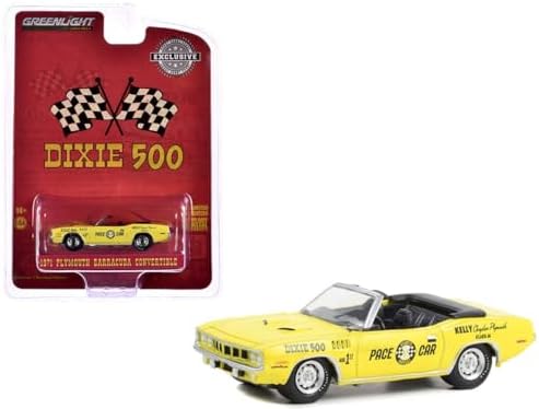1/64 GREENLIGHT 1971 PLYMOUTH BARRACUDA CONVERSIVEL DIXIE 500 PACE CAR