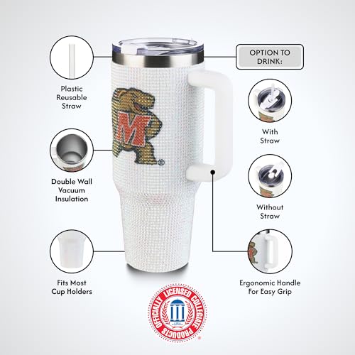 Image of The Memory Company Officially Licensed 40oz White Bling Game Day Tumbler, University of Maryland, College Park