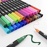 Jnyan Dual Brush Marker Pens, 24 Colors Fine & Brush Tip for Adults and Kids – Felt Tip for Coloring, Drawing, DIY Projects, Journaling, Scrapbooking, and School Supplies