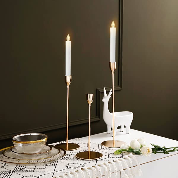 Image of CANDLE CHOICE 6 inch Tall Flameless Taper Candles with Remote Timer Long Battery Operated Flicking Electric LED Window Stick Candles for Candelabra Wedding Christmas Decorations Table Centerpieces 2 Pack
