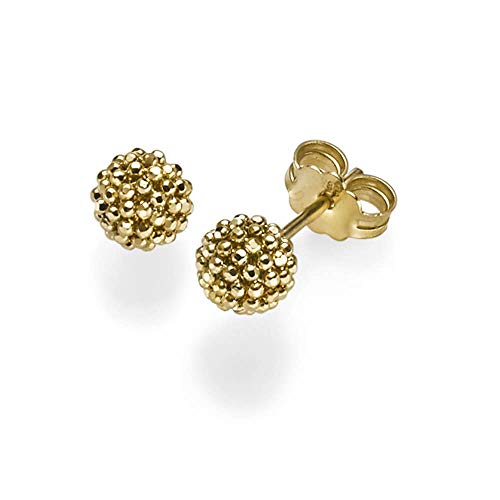 Himbeer Ohrstecker aus 585 Gold Gelbgold Kugel 6mm Ohrringe Ohrschmuck Damen