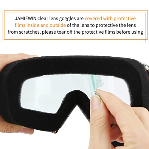 image for JAMIEWIN Clear Lens Dirt Bike Motorcycle Goggles ATV Racing Motocross 